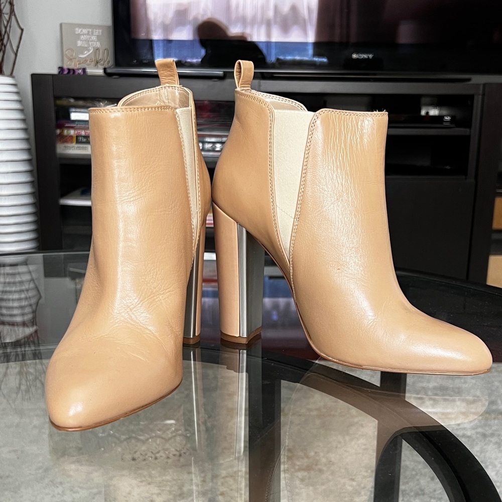 Leather ankle booties.
